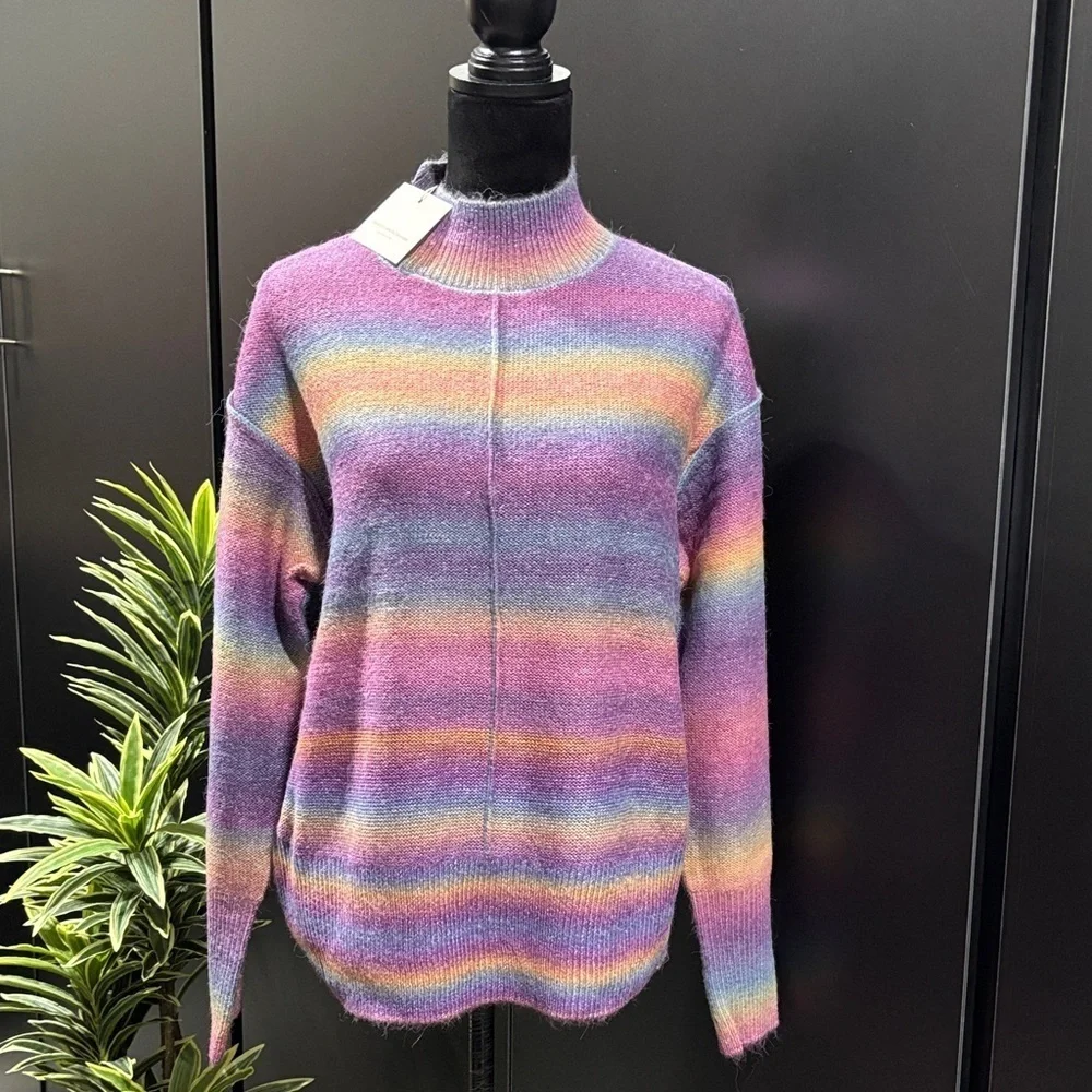 Beachlunchlounge Wool blend,mock neck,drop shoulder,rib knit cuffs/hem/neck